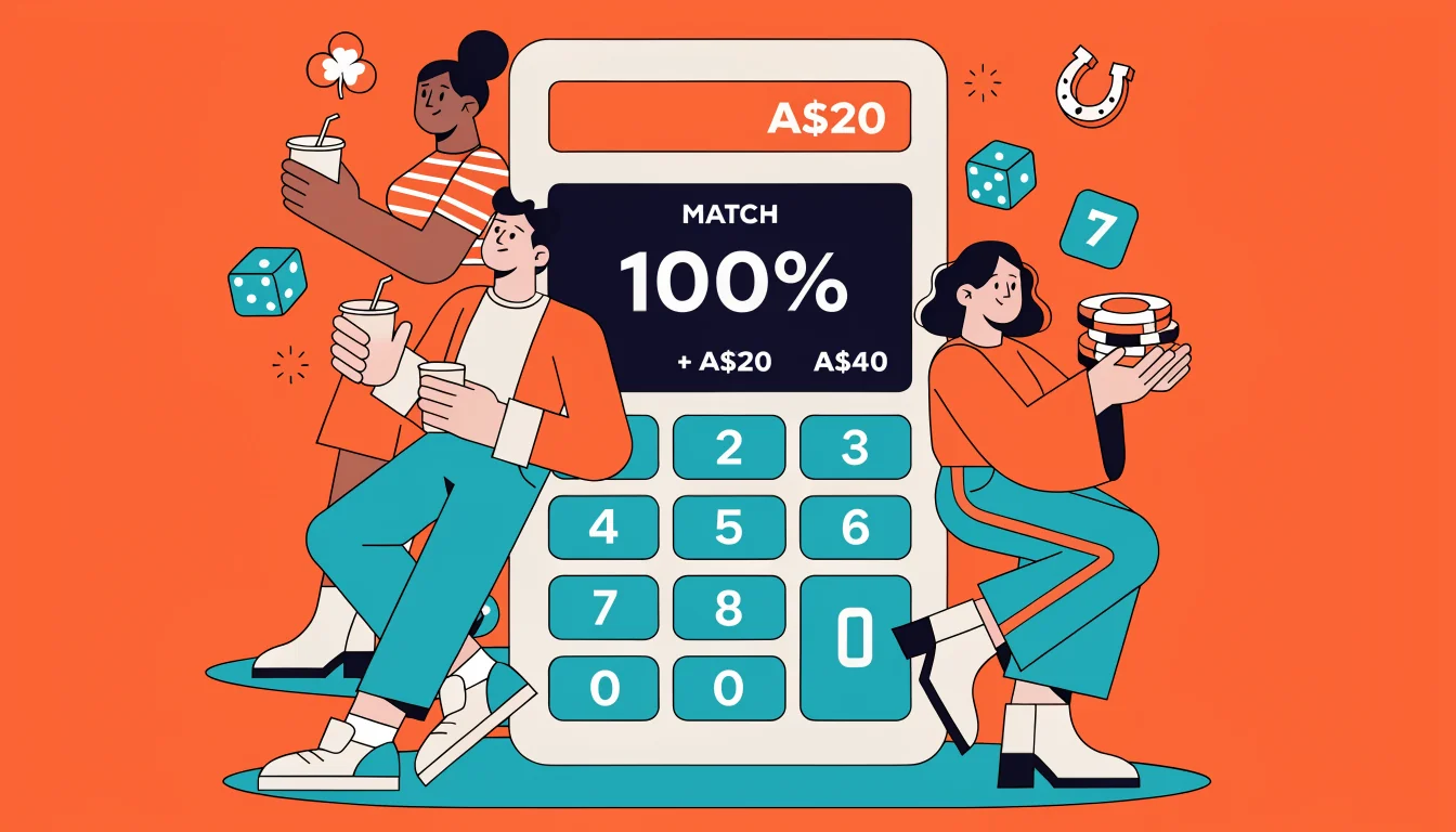 Calculator showing 100% deposit match with chips